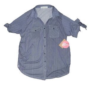 NWT EDEN & OLIVIA MATERNITY Blue & White Striped Blouse Size 2X